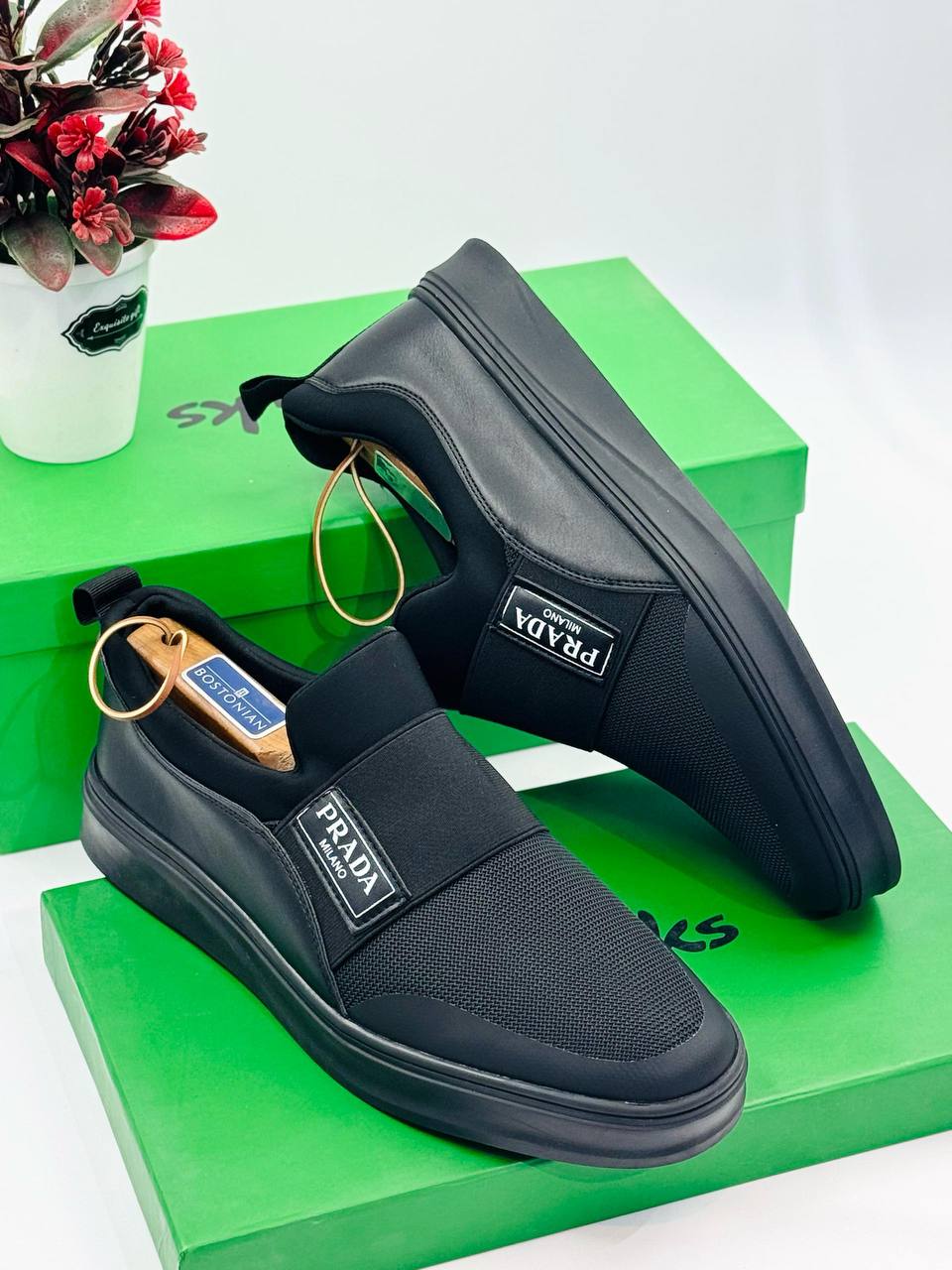 Classy Laceless-Prada (Triple Black with Solid Gumsole)