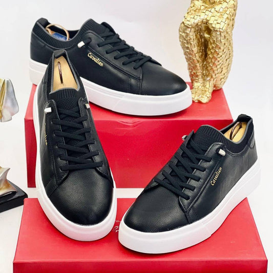 Cavalier Sleek Black Business Smart Footwear (White Gum Sole)