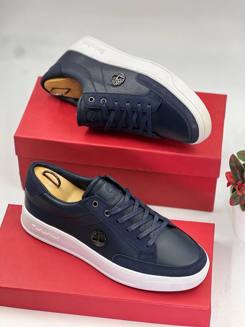 Timbs Navy Blue Laced Up Men Footwear
