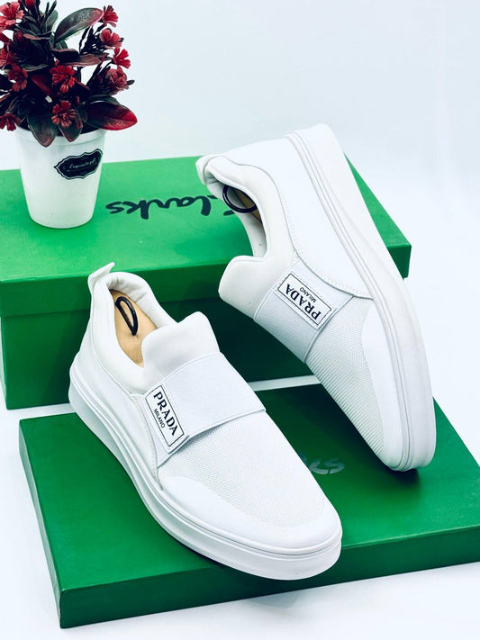 Classy Laceless-Prada (Triple White with Solid Gumsole)