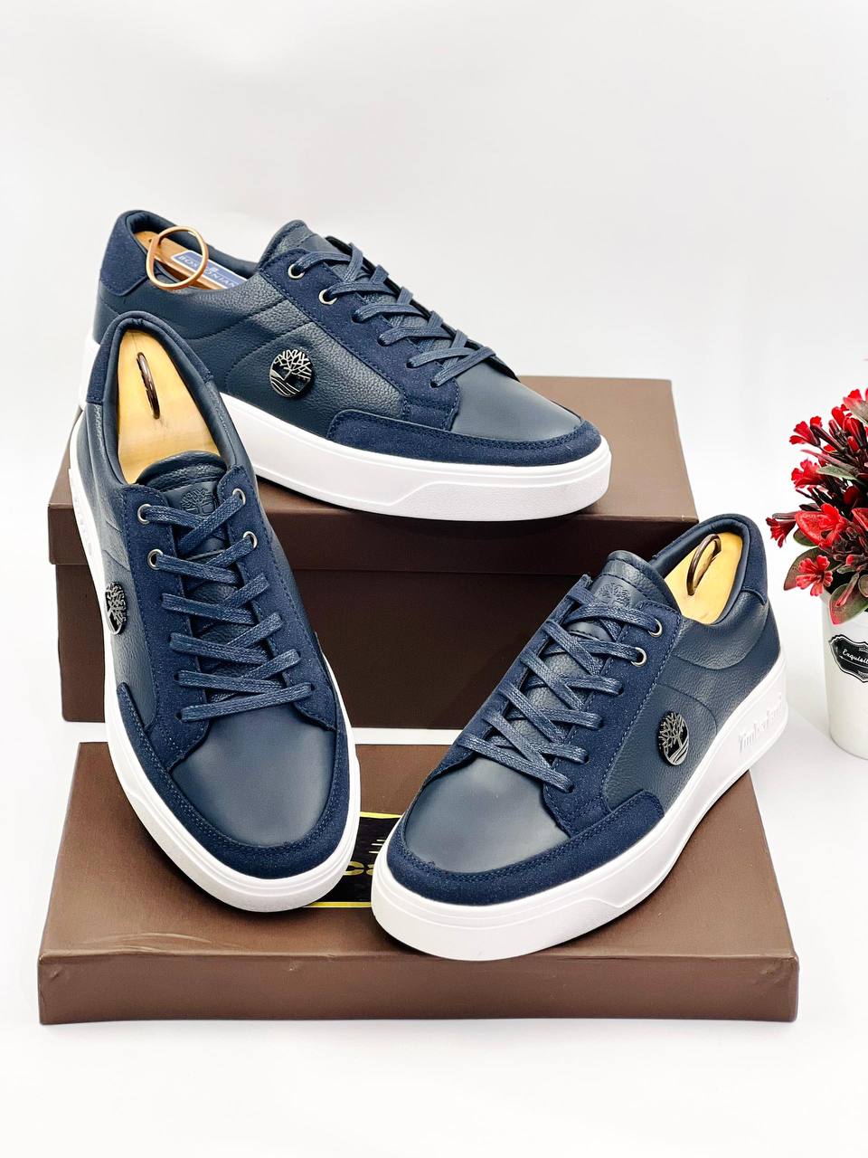 Timbs Navy Blue Laced Up Men Footwear